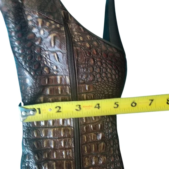 Gianni Bini Brown Croc-Embossed Heeled Boots - Picture 11 of 11